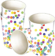 32x Confetti thema feest bekertjes van karton 250 ml - Kinderfeestje/kinderverjaardag - Feest/verjaardag - Thema feest - Confetti feestversiering - Wegwerp bekertjes - Bekers van karton