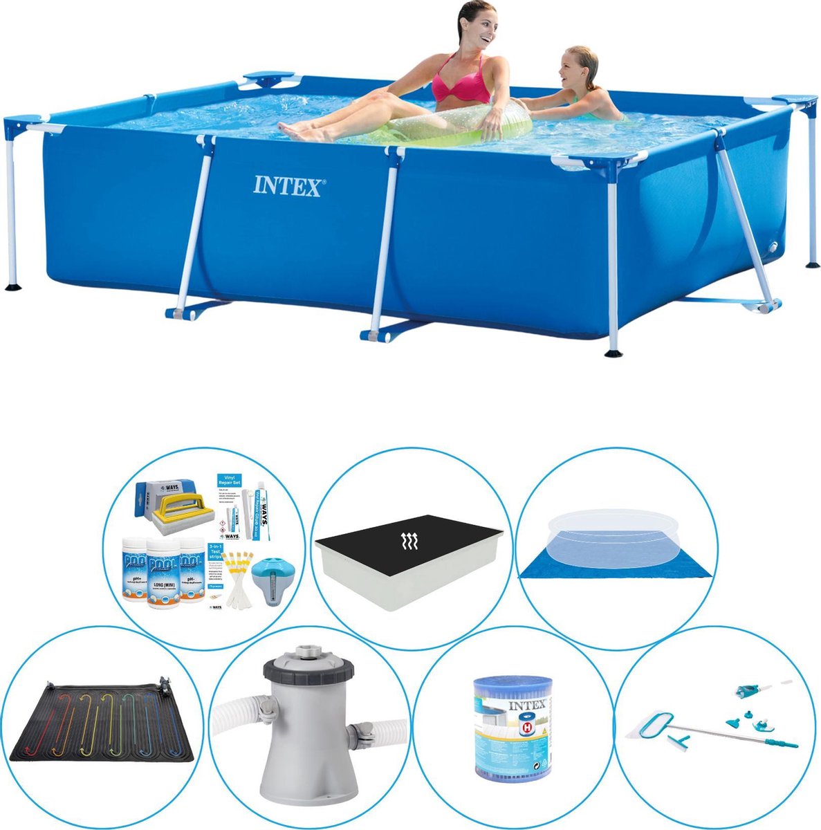 Intex Frame Pool Rechthoekig 220x150x60 cm - Alles in 1 Zwembad Set
