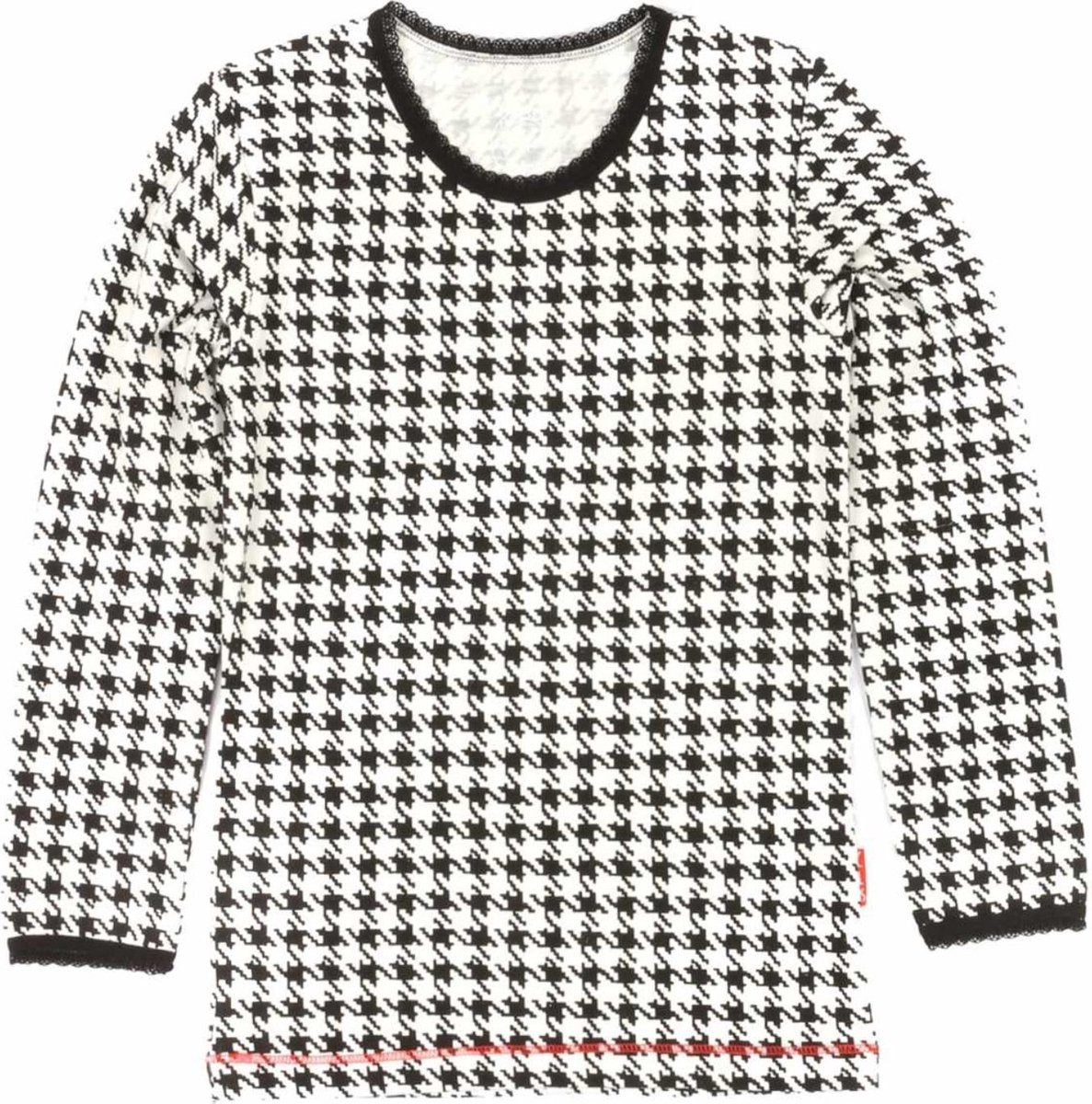Claesen's Long Sleeve - Model "Pied de Poule" - Zwart & Wit - 104 / 110 cm - 4 / 5 jaar - Katoen & Elastaan