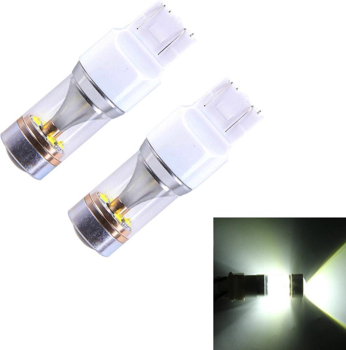 2 STKS T20 / 7443 350 LM 6000K Dubbele draden 30 W Wit licht 6 LED CREE Canbus Autoremlichtlamp