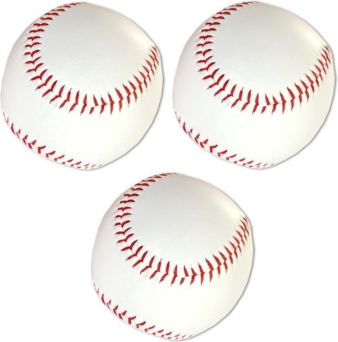 3x Witte honkballen PVC - 130 gram - 7 cm - Baseball - Softbal - Buitenspeelgoed balsport - Professionele honkballen - Sportief speelgoed