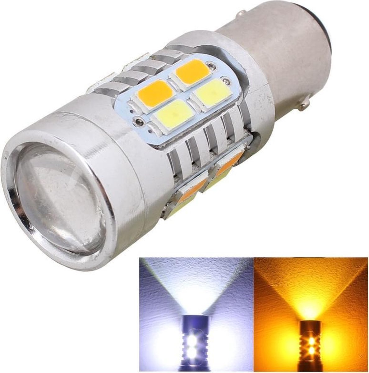 2 STKS 1157 / BAY15D 10 W 700LM Geel + Wit Licht 20-LED SMD 5630 Auto Remlicht Lamp
