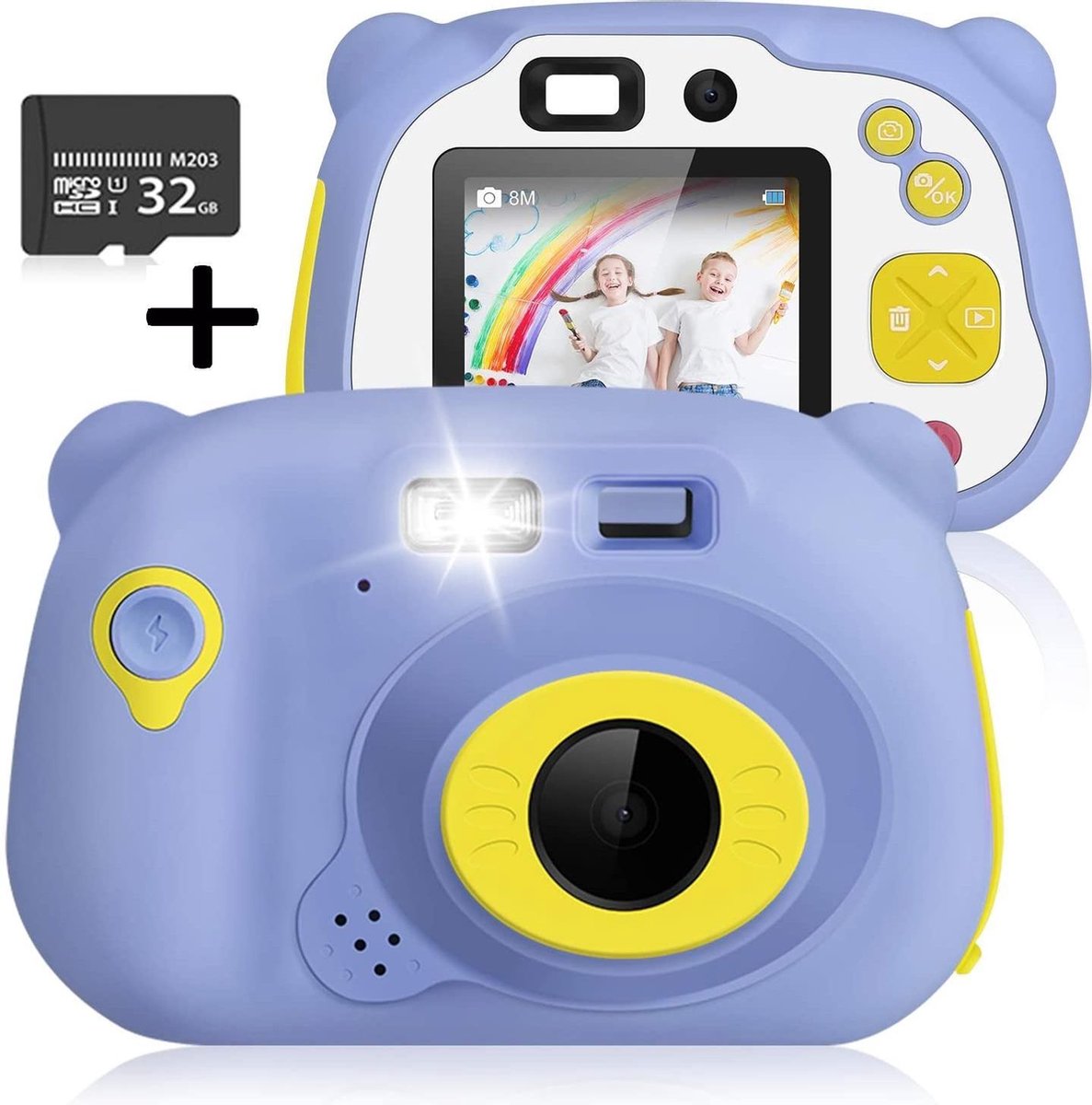 Digitale kindercamera 12MP – Met videofunctie 1080P - Incl 32GB micro SD kaart – Digitaal kinderfototoestel – Fototoestel kinderen – Vlog camera kinderen – Blauw