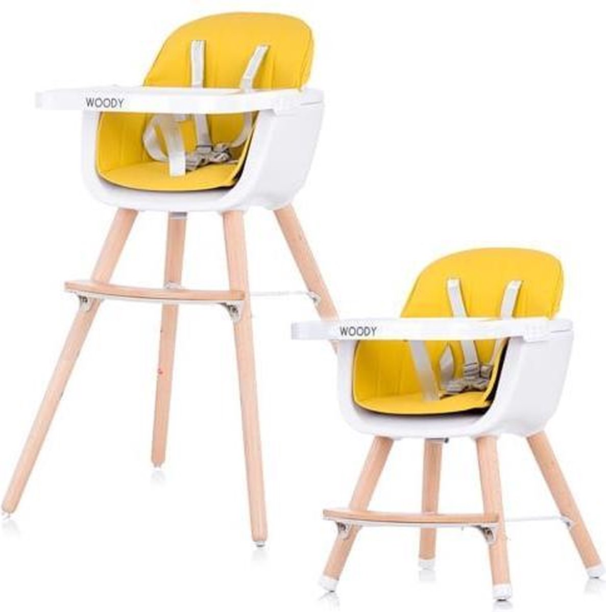 Kinderstoel Chipolino Woody geel mee groei stoel geschikt vanaf 6+ maanden