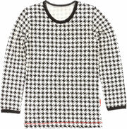 Claesen's Long Sleeve - Model "Pied de Poule" - Zwart & Wit - 152 / 158 cm - 12 / 13 jaar - Katoen & Elastaan