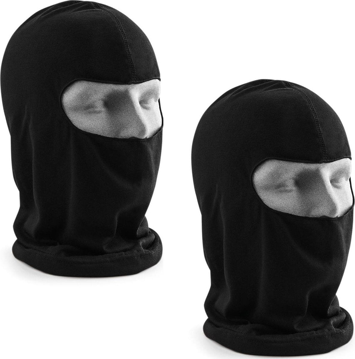2 x Beechfield Microfibre Balaclava / Bivakmuts Cool Kleur Zwart