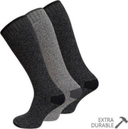Socke - 3 Paar Heren Kniekousen Dames Mouline Kniekousen - Hoge Sokken - Zachte Badstofzool - Kleuren Grijs Donkergrijs Maat 39/42 - 3-Pack