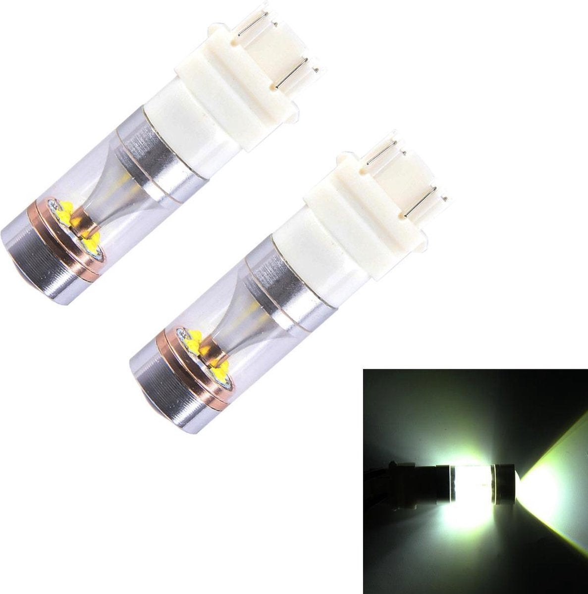 2 STUKS T25 / 3157 Dubbele draden 2300 LM 6000K 30 W Wit licht 6 LED CREE Canbus Autoremlichtlamp