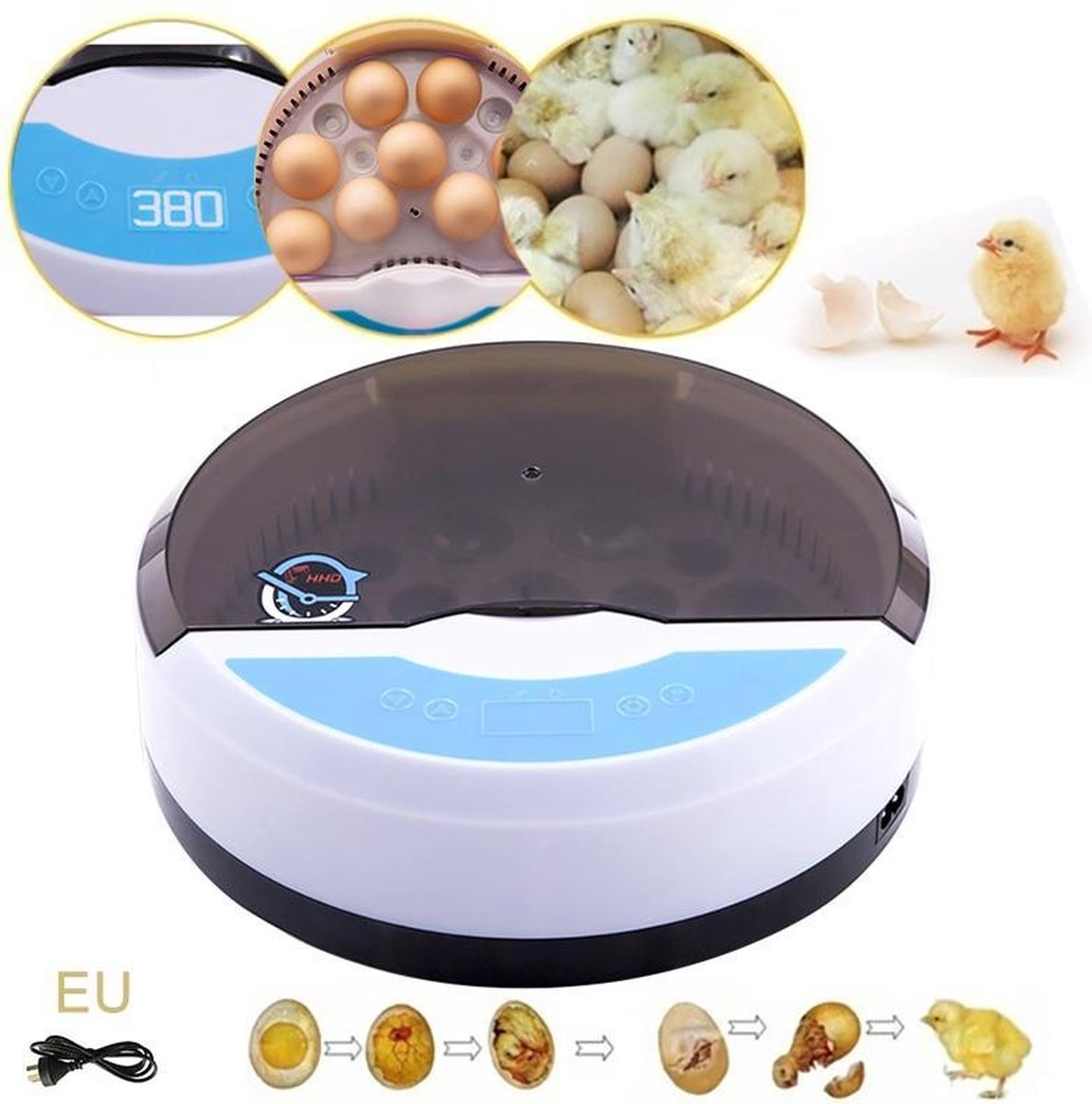 TBG Mini 9 Ei Incubator Boerderij Uitkomen Digitale Temperatuur Vochtigheid Automatische Controle Broedmachine Gevogelte Kwartel Kip Eend Vogel LED