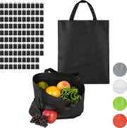 relaxdays 100 x boodschappentas - stoffen tas - effen gekleurd opvouwbaar - 50x40 – zwart