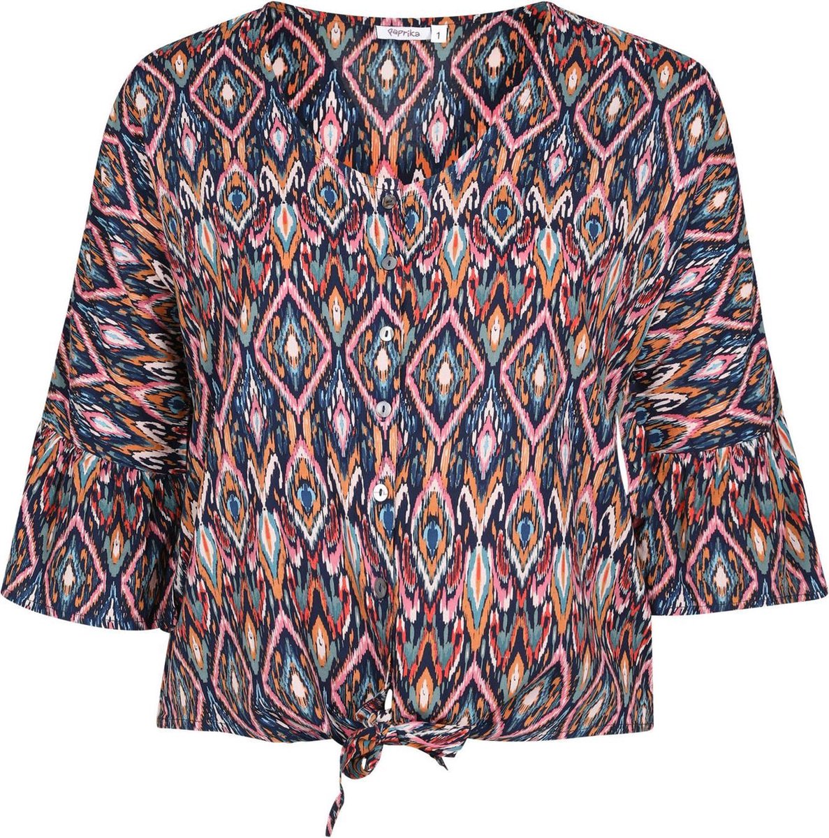 Blouse in viscose met ikatprint