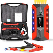 DKProducts Jumpstarter – 4-in-1 Starthulp – Powerbank - LED Zaklamp – Rood / Zwart – Autoaccu Opladen – Motor Herstarten – 7200mAh