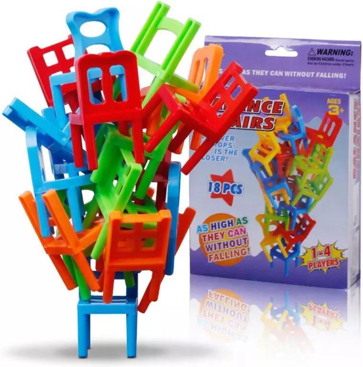 Stapel de stoelen! - Leuk gezelschapsspel voor het hele gezin - Stapel zo veel mogelijk stoelen