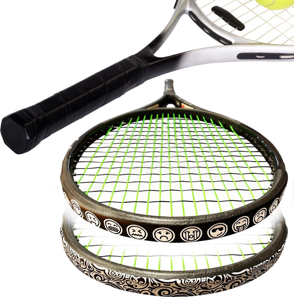 Dempertje.nl - Tennis Overgrip + Toptape Smiley 1 stuk + Toptape Trible - 1 stuk
