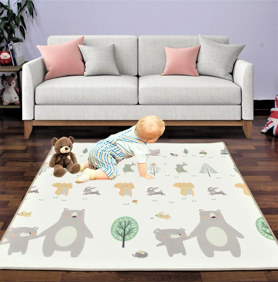 Mamabrum Speelkleed - Stad en Beren - Oprolbaar - extra dik 2 cm - Speelmat - Speeltapijt - Baby - Foam
