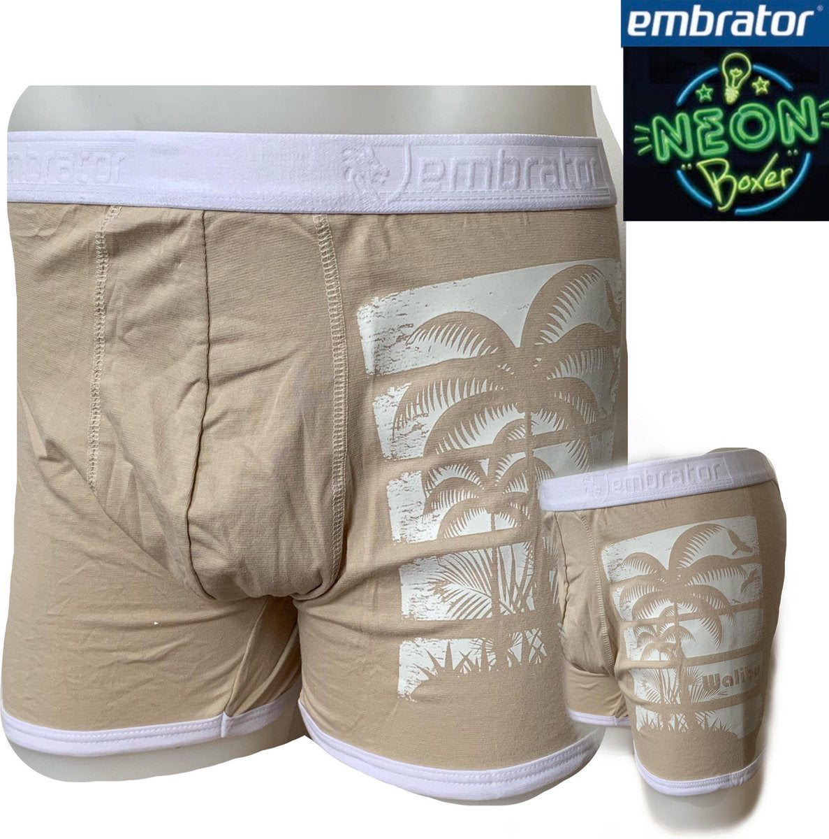 Embrator 2-pack mannen Boxer Neon print Walibu beige maat XXL
