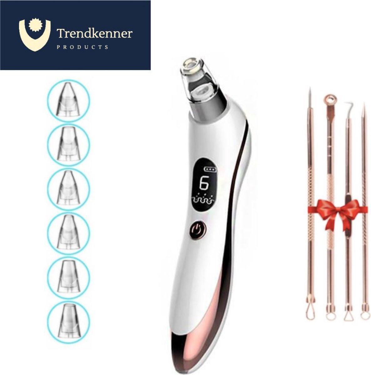 Blackhead Remover Inclusief Acne pennen! - Elektrische Vacuüm Poriënreiniger - Professioneel Mee Eter Verwijderaar - 4 kleuren - 6 Opzetstukken - 6 Zuigstanden