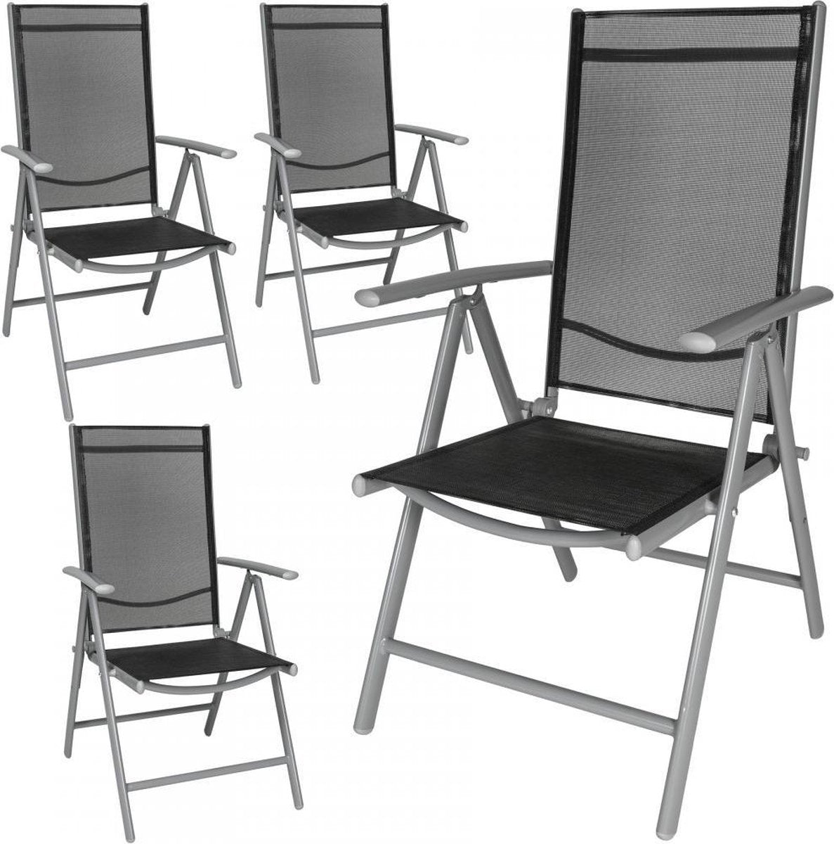Campingstoel – Tuinstoel - inklapbaar - 7 standen verstelbaar – set van 4 stuks