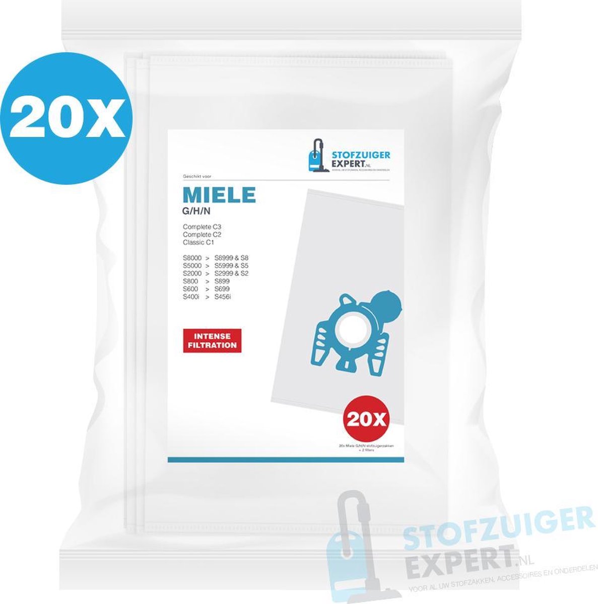 Miele G/H/N - 3D - 20x Stofzuigerzakken + 2x Filter - Microvezel Multi-laag Hoge Kwaliteit Materiaal - Voordelig en gelijk aan prestaties!