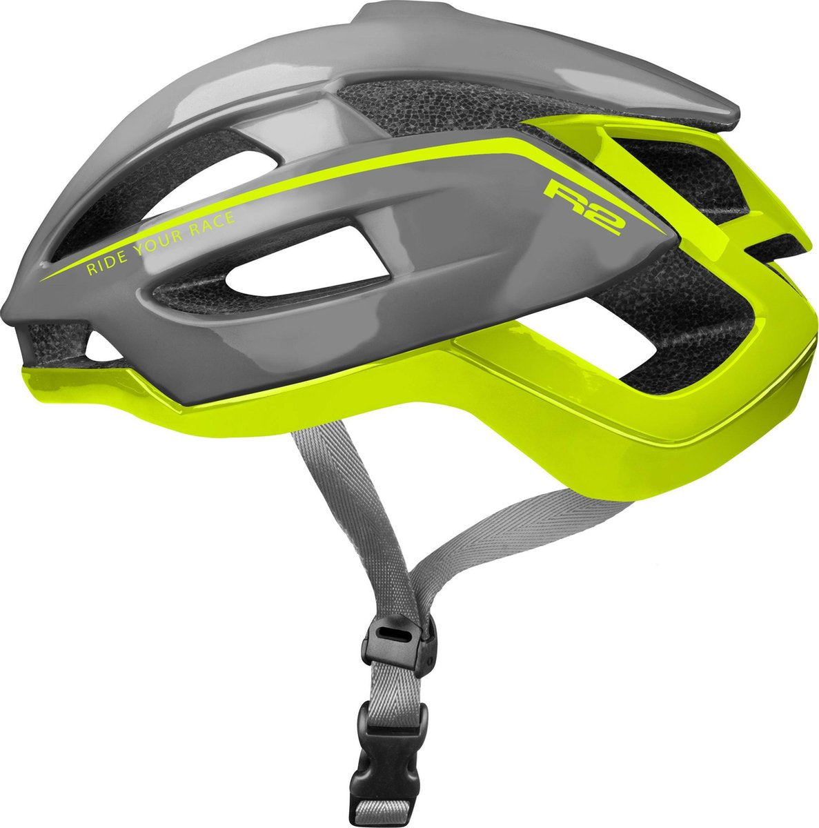R2 Aero Fietshelm Zwart/Geel L (58 - 61cm)
