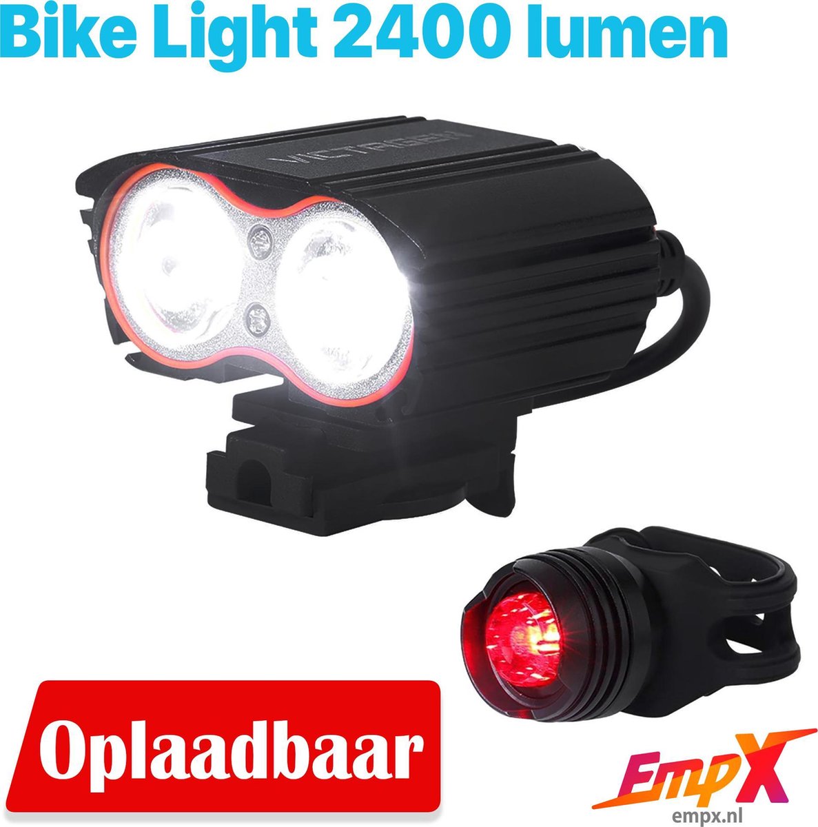 Bike Light oplaadbare fietslichtkoplamp -  incl. USB oplaadbare batterij (tot 8 uur looptijd)  - 2400 lumen - 4 modi
