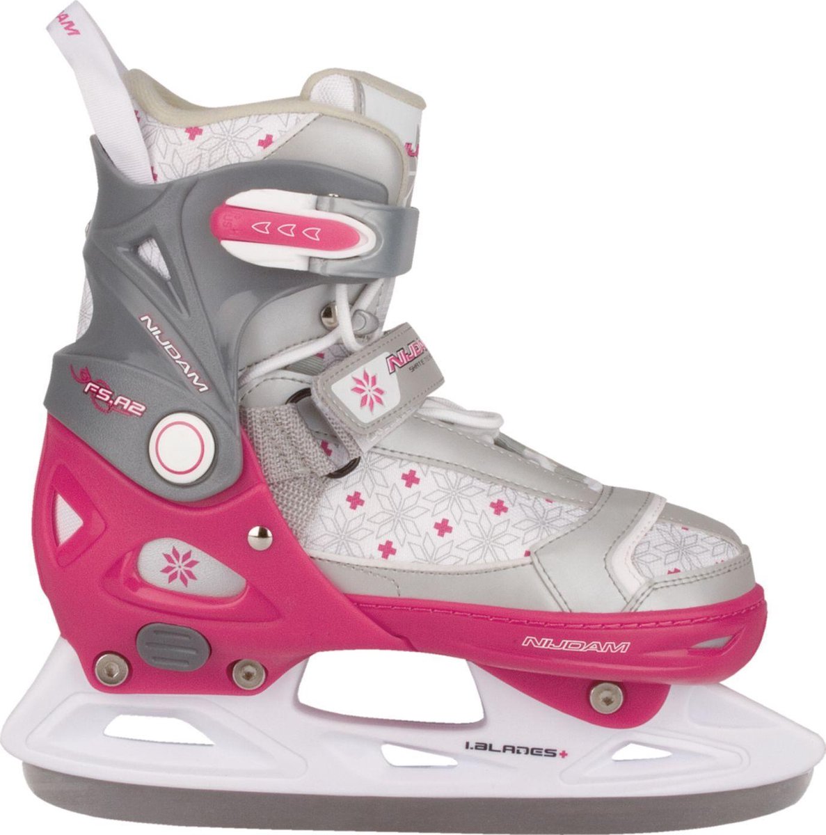 Nijdam Junior Kunstschaats - Verstelbaar - Semi-Softboot - Wit/Roze - Maat 37-40