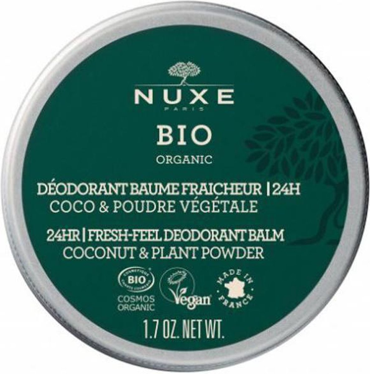 Nuxe Balsem Bio Organic Coco & Poudre Végétale Déodorant Baume Fraicheur | 24H