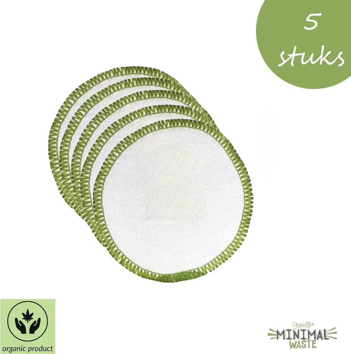 5 Herbruikbare Wattenschijfjes XL | Scrub | Herbuikbare Make-up Pads | Stevig | Duurzame Wattenschijfjes | Hennepvezel