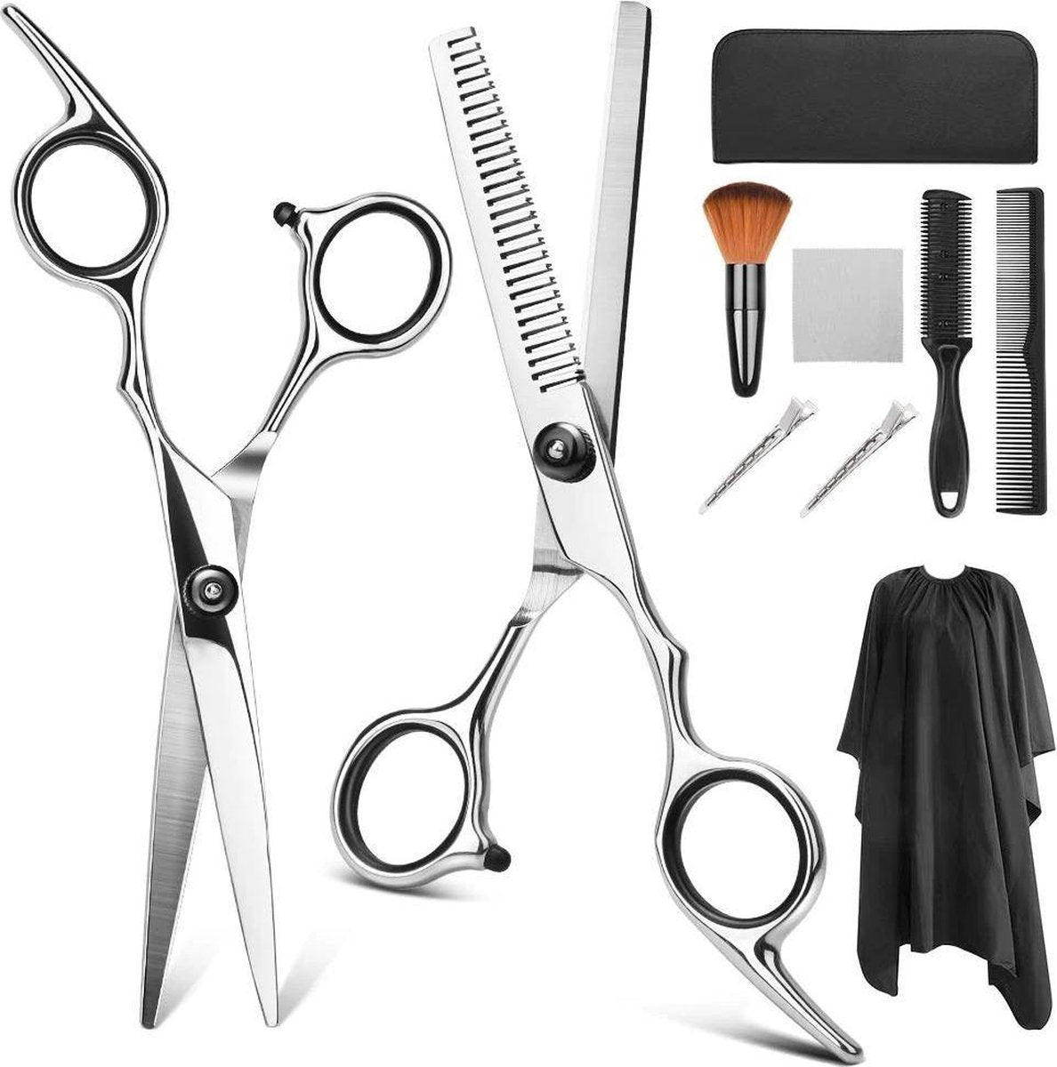 9 delige Professionele KappersSet Zwart in luxe etui