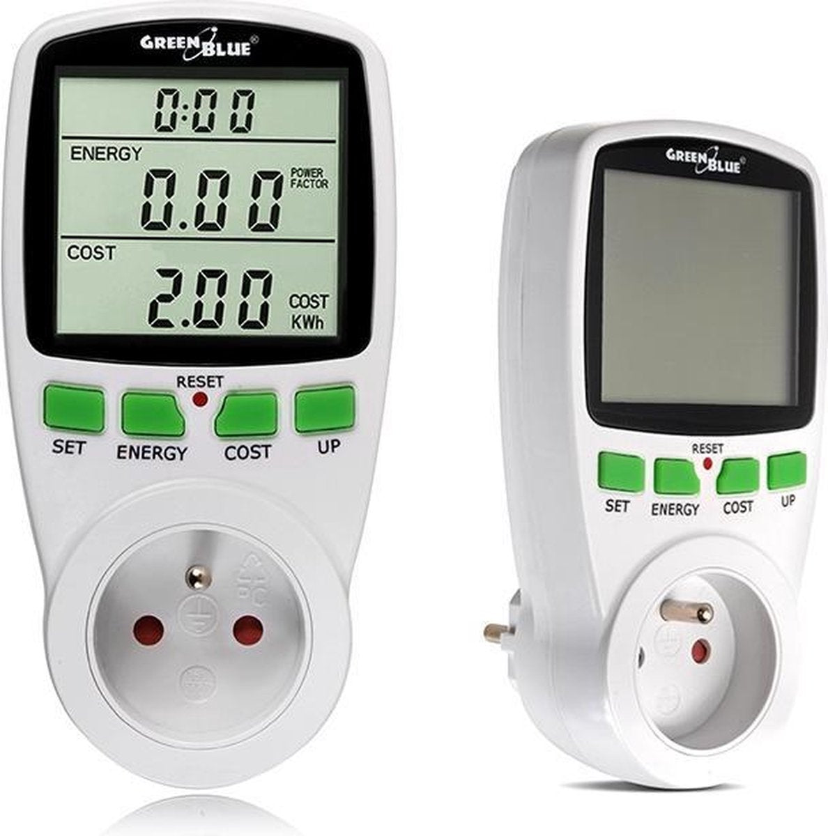 Vermogensmeter Wattmeter display meettijd GreenBlue GB202