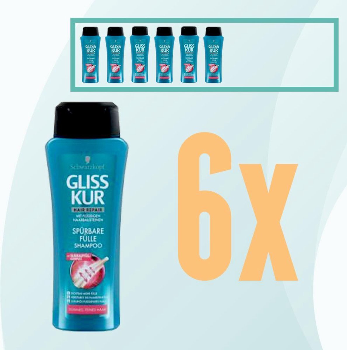 Gliss Kur - Supreme Fullness - Schwarzkopf - Shampoo - 6x250ml - Voordeelpakket - Voordeelbundel - Gliss Kur Pakket - Schwarzkopf Pakket-