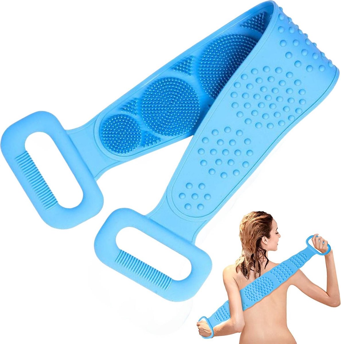 Kendom – Lichaamsborstel – Rug scrubber -  Doucheborstel – Badborstel – Scrub Borstel - Blauw