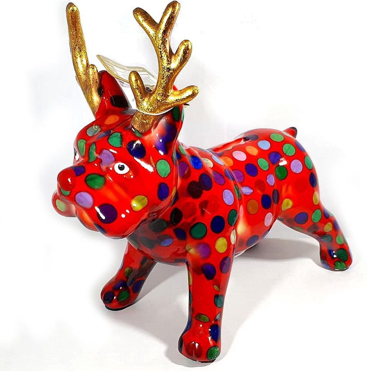 Pomme Pidou Bulldog Rudolph – (Rood met stippen) - Spaarpot