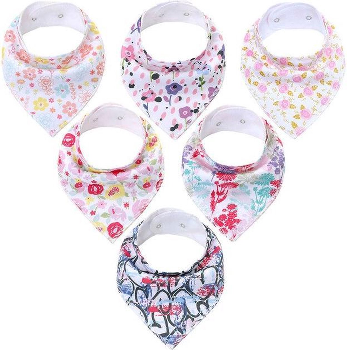 JillyBee - Slab - Slabbetje - Slabber - Bandana - 6pack - Bloemen - Bloemetjes - Bloemenparade - Zomer