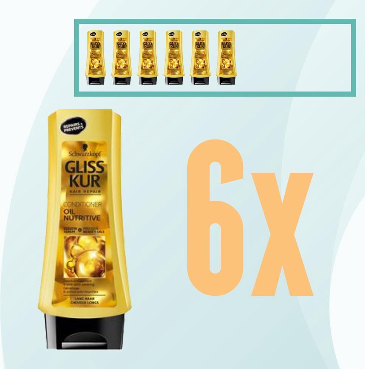 Gliss Kur - Oil Nutritive -Schwarzkopf - Conditioner - Crémespoeling - 6x250ml -  Voordeelpakket - Voordeelbundel - Gliss Kur Pakket - Schwarzkopf Pakket-