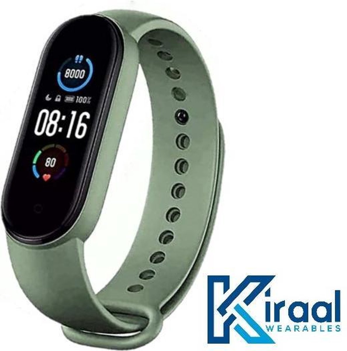 Kiraal Ultra - Stappenteller - Activity Tracker - Temperatuurmeter - Bloeddrukmeter - Hartslagmeter - Smartwatch - Horloge - Heren - Dames - Nederlandse Handleiding - Legergroen