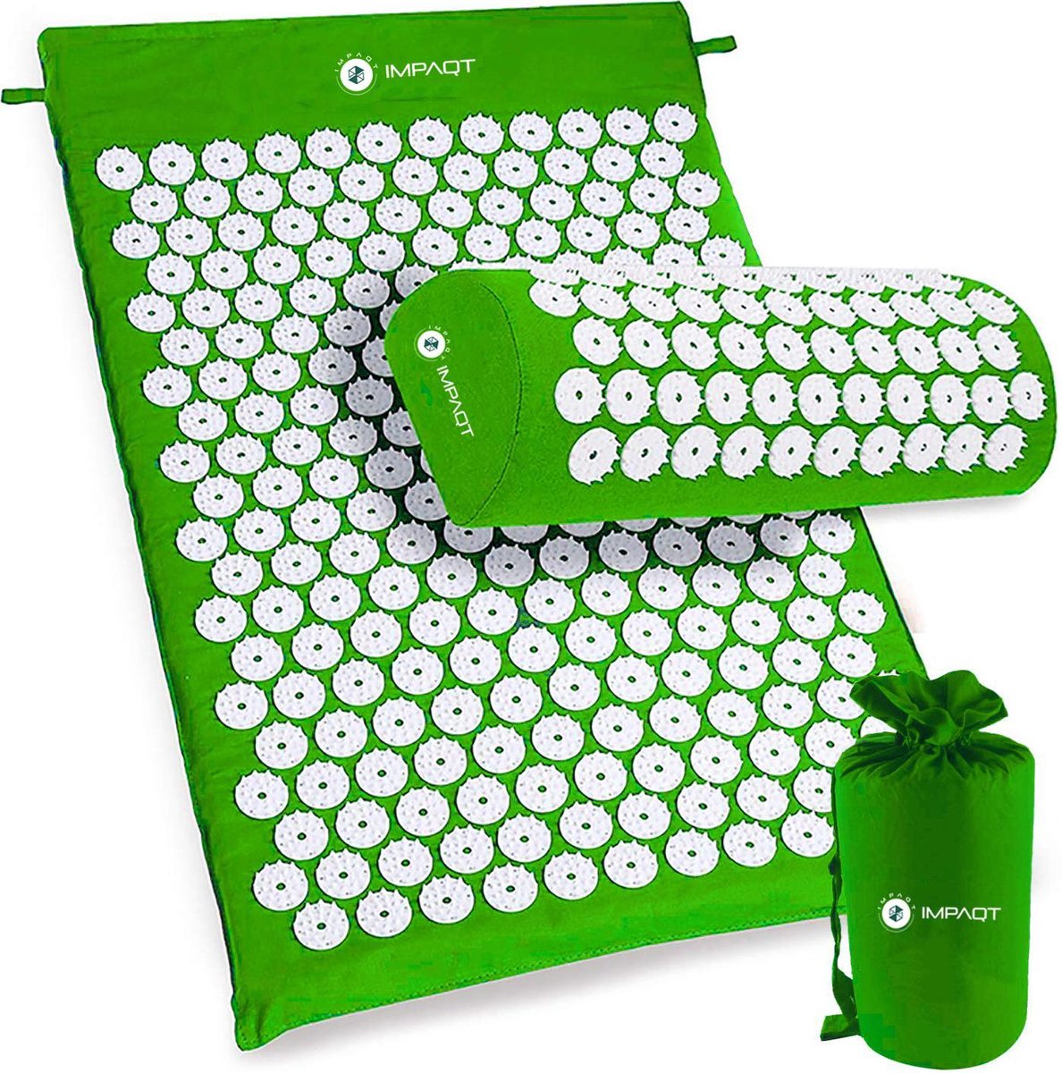 IMPAQT spijkermat - acupressuur mat - acupunctuur mat -  acupressure mat – groot model – Groen (68cm x 42 cm)