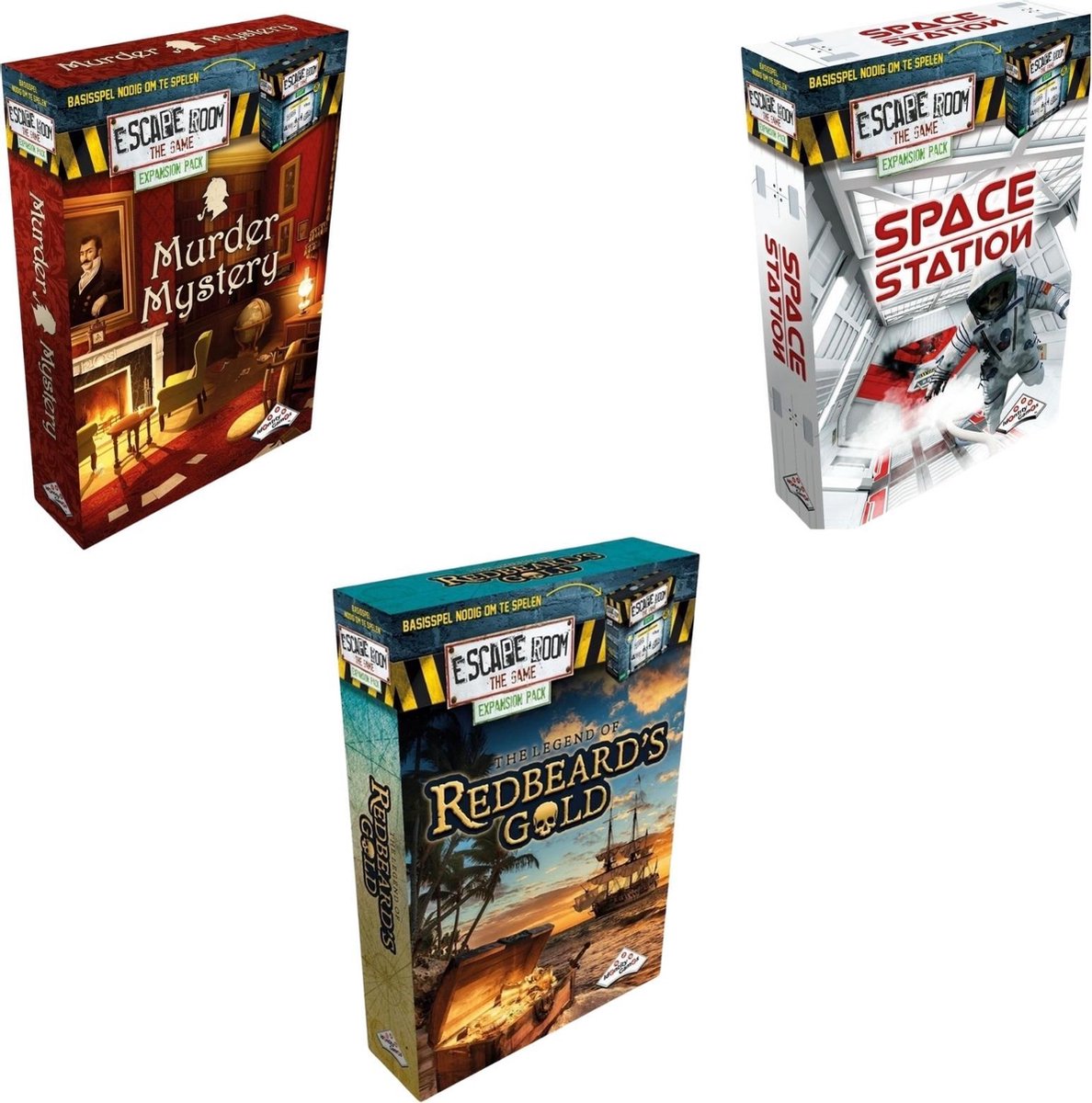Escape Room Uitbreidingsbundel - 3 Stuks - Murder Mystery & Space Station & Redbeard's Gold