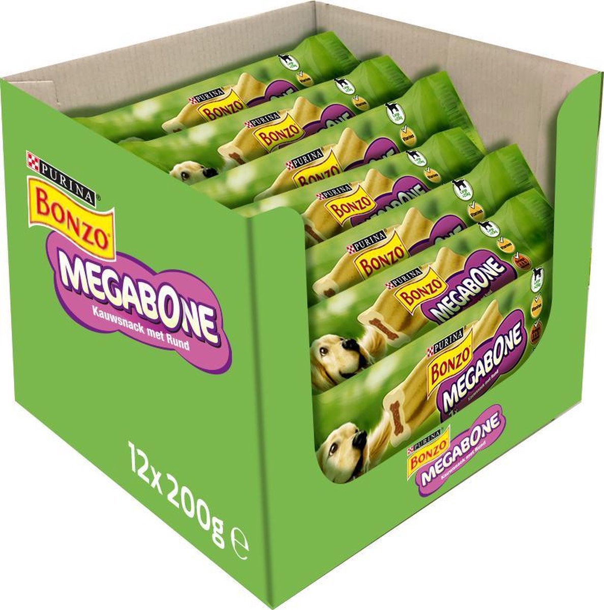Bonzo Megabone Groot - Hondensnacks - 12 x 200 g