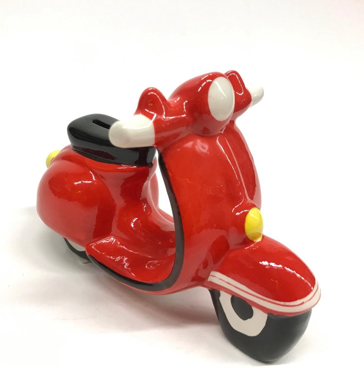Spaarpot scooter rood van keramiek