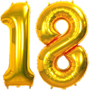 Folie Ballon Cijfer 18 Jaar Goud 86Cm Verjaardag Folie ballon Met Rietje