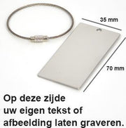 Kofferlabel RVS met eigen tekst of beeld