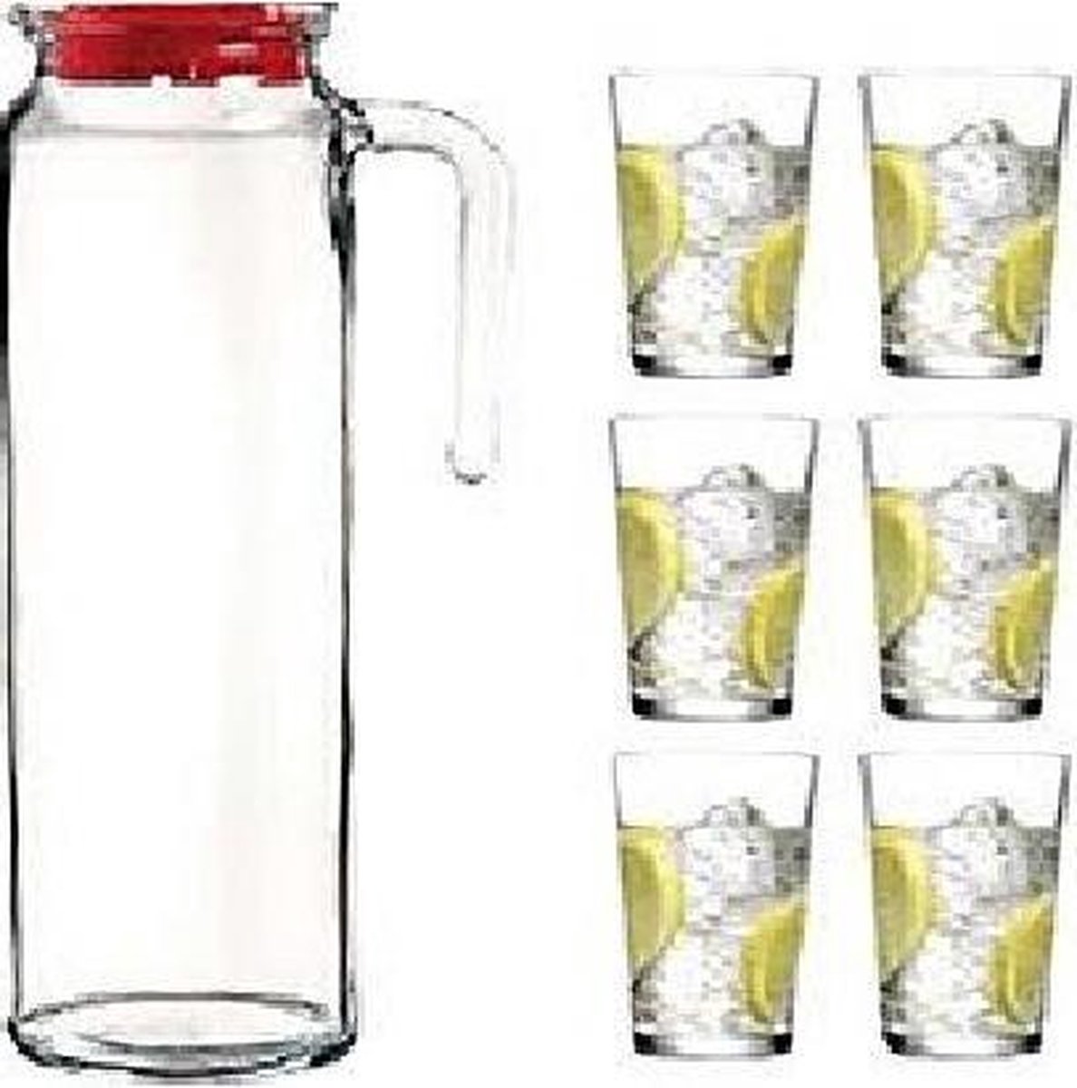 Pasabahce Alanya - Schenkkan Met Waterglazen - Set van 7 - 1000 ml