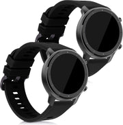 kwmobile 2x horlogeband voor Huami Amazfit GTR (47mm) / GTR 2 / GTR 2e - siliconen band voor fitnesstracker - zwart