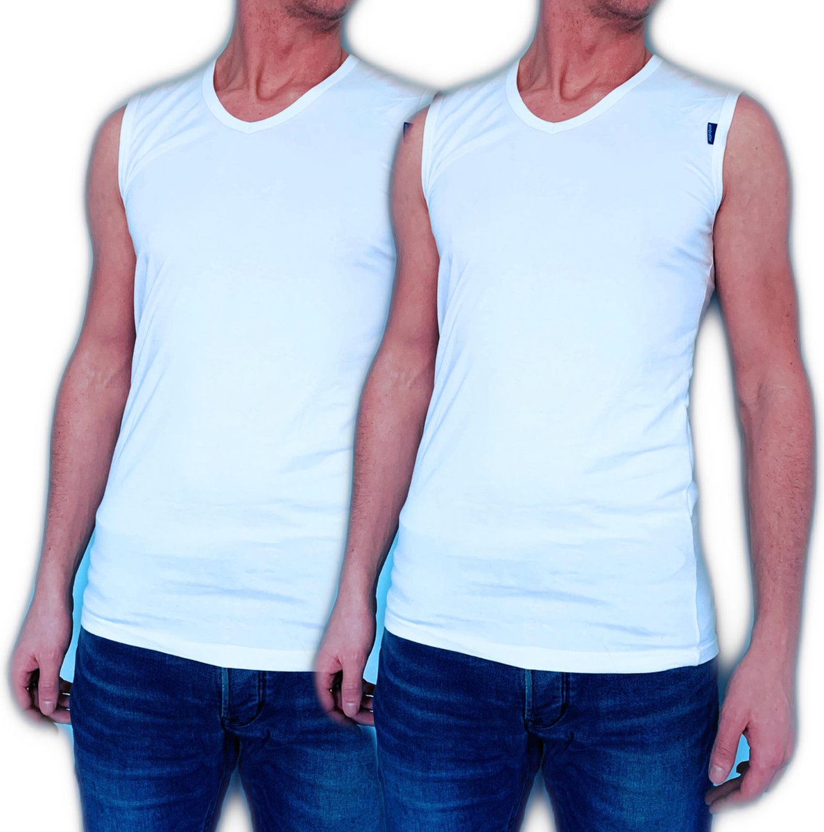 Embrator 2-pack mannen Tank-Top met V-hals wit maat 3XL
