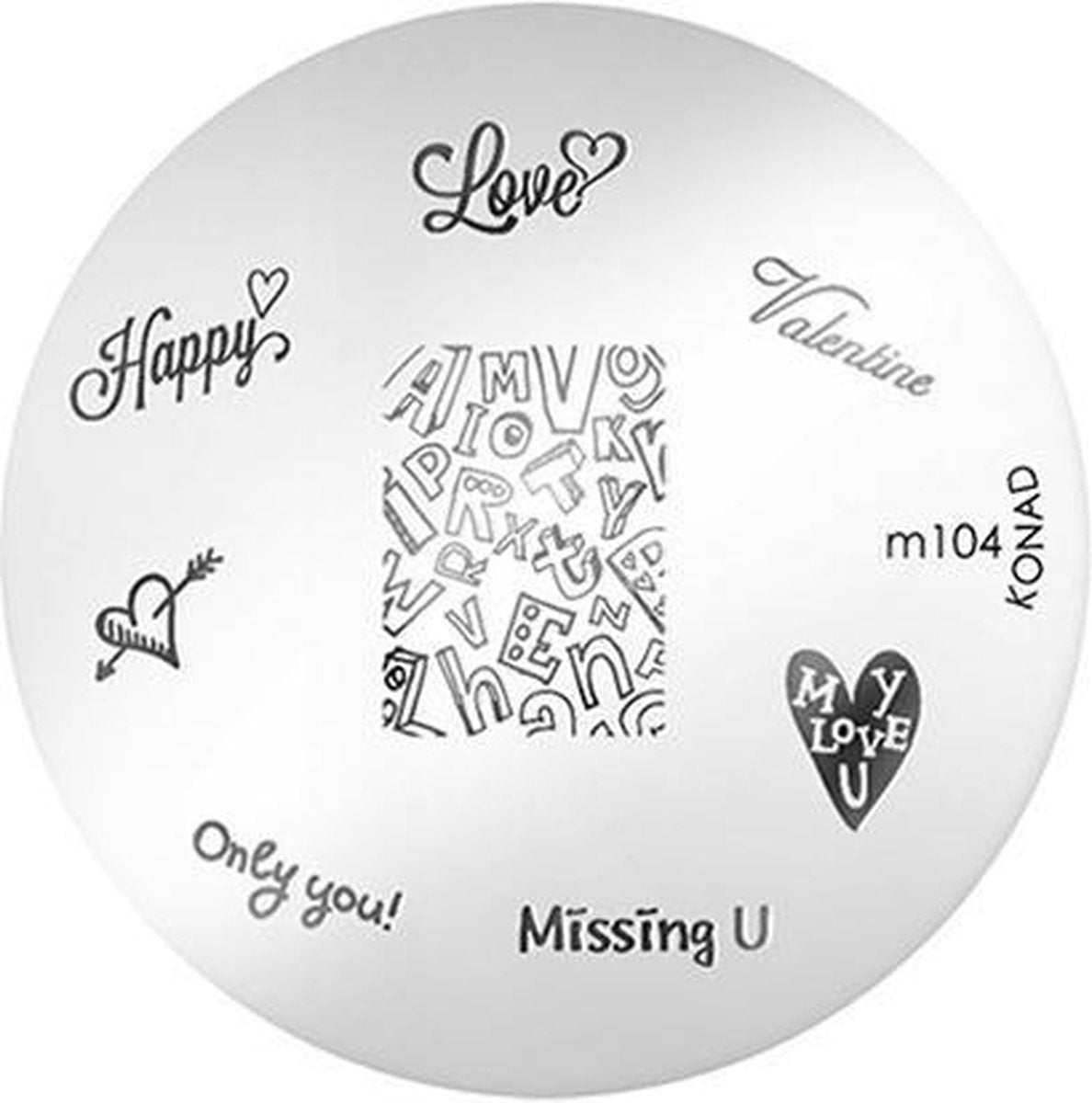 KONAD stempel plaatje voor uw stamping nailart M104 LIEFDE