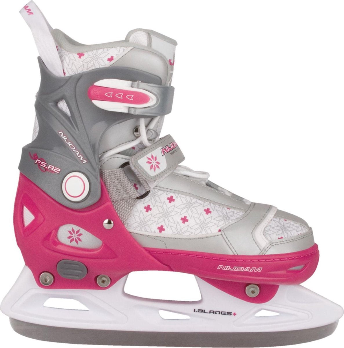 Nijdam Junior Kunstschaats - Verstelbaar - Semi-Softboot - Wit/Roze - Maat 33-36