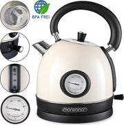 Monzana Waterkoker roestvrij staal in retrodesign crème 1
