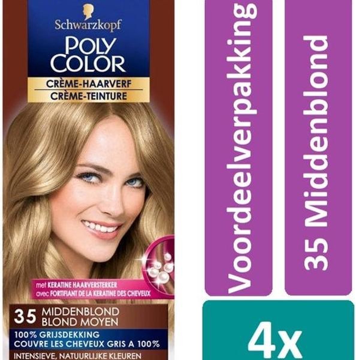 Poly Color Haarverf 35 Middenblond Haarverf 4 stuks Voordeelverpakking
