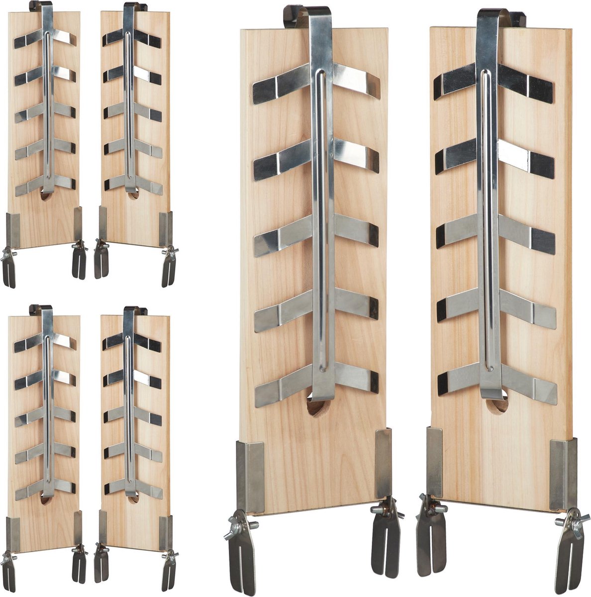 relaxdays 6 x rookplank in set - edelstaal houder - cederhout - zalmplank – barbecue